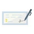 Bank check flat icon, business and finance, pen Royalty Free Stock Photo