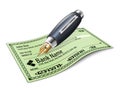 Bank check and fountain pen Royalty Free Stock Photo