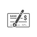 Bank check icon flat Royalty Free Stock Photo