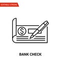 Bank Check Icon. Thin Line Vector Illustration Royalty Free Stock Photo