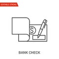 Bank Check Icon. Thin Line Vector Illustration Royalty Free Stock Photo