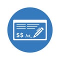 Bank check, payment icon design