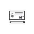 Bank check payment line icon