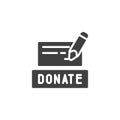 Bank cheque donate vector icon