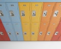 Bank Of Colorful School Lockers Royalty Free Stock Photo