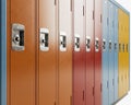 Bank Of Colorful School Lockers Royalty Free Stock Photo