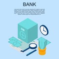 Bank concept banner, isometric style