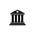 Bank or Court, Museum or Theater Building. Flat Vector Icon illustration. Simple black symbol on white background. Bank Court Royalty Free Stock Photo