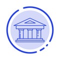 Bank, Courthouse, Finance, Finance, Building Blue Dotted Line Line Icon
