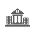 Bank, courthouse, gray color finance building icon