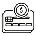 Bank credit card money icon outline vector. Finance coin stack Royalty Free Stock Photo
