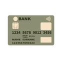 Bank credit or debit detailed card. Vector design template on a white background. Flat style. Royalty Free Stock Photo