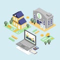 Bank Credit and Home Loan Concept with Isometric Royalty Free Stock Photo