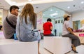 Bank customers are waiting to queue for financial transactions at Central Bangna Bangna-trad road Bangna Bangkok Thailand