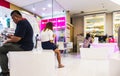 Bank customers are waiting to queue for financial transactions at Central Bangna Bangna-trad road Bangna Bangkok Thailand