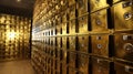 Bank deposit boxes for valuables. Bank vault view from the inside. Storage of gold and valuables