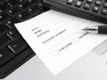 Bank deposit / withdrawal slip Royalty Free Stock Photo