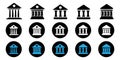 Bank different icons black, white and blue colour Royalty Free Stock Photo