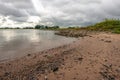 Bank of the Dutch river Waal at exceptionally low water level