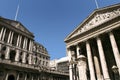 The Bank Of England and the Royal Exchange, London Royalty Free Stock Photo