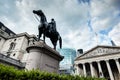 Bank of England, the Royal Exchange in London, the Wellington statue Royalty Free Stock Photo