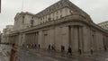 Bank of England and Royal Exchange in London - wide angle view - LONDON, ENGLAND - DECEMBER 10, 2019 Royalty Free Stock Photo