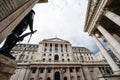 The Bank of England, wide angle view, City of London, UK Royalty Free Stock Photo