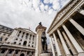 The Bank of England, wide angle view, City of London, UK Royalty Free Stock Photo