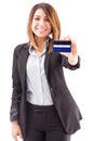 Bank executive giving you a credit card Royalty Free Stock Photo