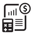 finance document icon, finance paper with calculator dollar sign vector