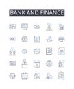 Bank and finance line icons collection. Financial institution, Depository, Lending agency, Investment firm, Credit union