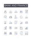 Bank and finance line icons collection. Financial institution, Depository, Lending agency, Investment firm, Credit union