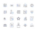 Bank and financial strategy outline icons collection. Banking, Finance, Strategy, Planning, Investing, Risk, Asset