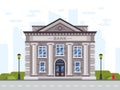 Bank or government building, architecture with columns. Classical public building facade or exterior
