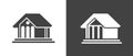 Bank governmental house icon 3d abstract vector or courthouse federal home institute building pictogram black white graphic