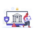 Bank hacking attack illustration concept