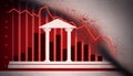 The bank icon depicts a picture of rising interest rates on the dollar. Money symbol with upward stretched arrow, profit