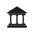 Bank icon. Historic building with columns symbol. University black sign. Vector illustration. Eps 10. Royalty Free Stock Photo