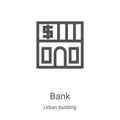 bank icon vector from urban building collection. Thin line bank outline icon vector illustration. Linear symbol for use on web and Royalty Free Stock Photo