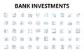 Bank investments linear icons set. Portfolio, Diversification, Yield, Return, Risk, Growth, Securities vector symbols