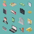 Bank Isometric Icon Set Royalty Free Stock Photo