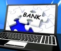 Bank Laptop Shows Internet Finance Www Or Electronic Banking