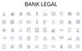 Bank legal line icons collection. Strategy, Alignment, Processes, Frameworks, Governance, Integration, Optimization