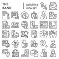 Bank line icon set, finance symbols collection, vector sketches, logo illustrations, payment signs linear pictograms Royalty Free Stock Photo