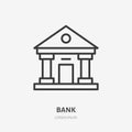 Bank line icon, vector pictogram of finance house. Courthouse illustration, sign for building exterior