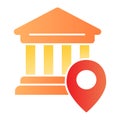 Bank location flat icon. University location color icons in trendy flat style. Pin on building gradient style design Royalty Free Stock Photo