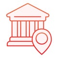 Bank location flat icon. University location red icons in trendy flat style. Pin on building gradient style design Royalty Free Stock Photo