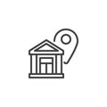 Bank location line icon