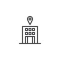 Bank location pin outline icon