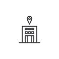 Bank location pin outline icon